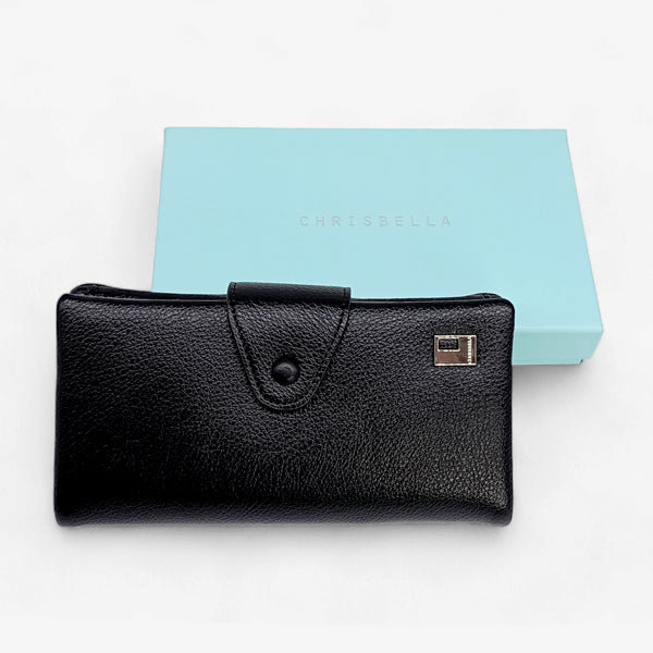 Chrisbella Black Bi-Fold Leather Purse