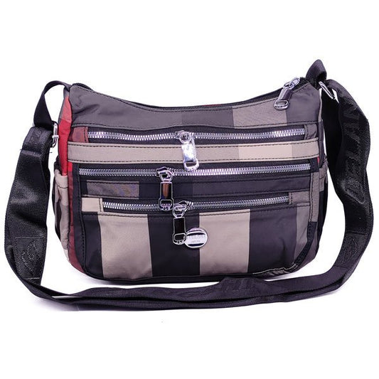 Crossbody Messenger Bag with Checkered Pattern