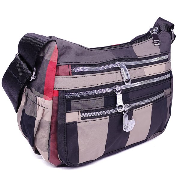 Crossbody Messenger Bag with Checkered Pattern