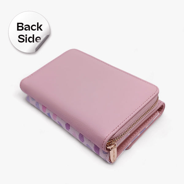 Elegant Chrisbella Tri-Fold Pink Leather Wallet