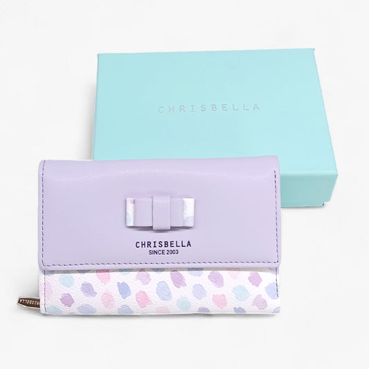 Chrisbella Solid Tri-Fold Ladies Wallet with Snap-Button