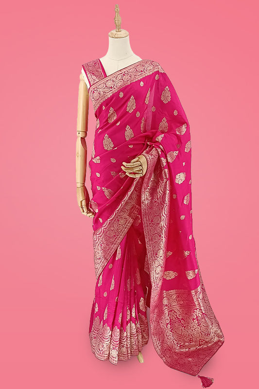 Dola Silk Saree - Rani Pink