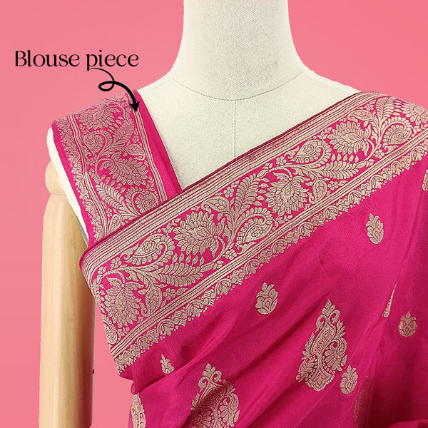 Dola Silk Saree - Rani Pink