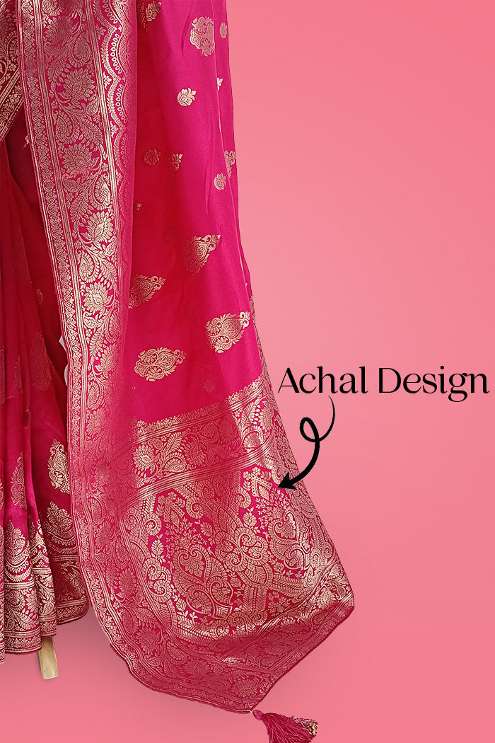 Dola Silk Saree - Rani Pink