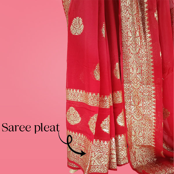 Vibrant Red Viscose Silk Saree