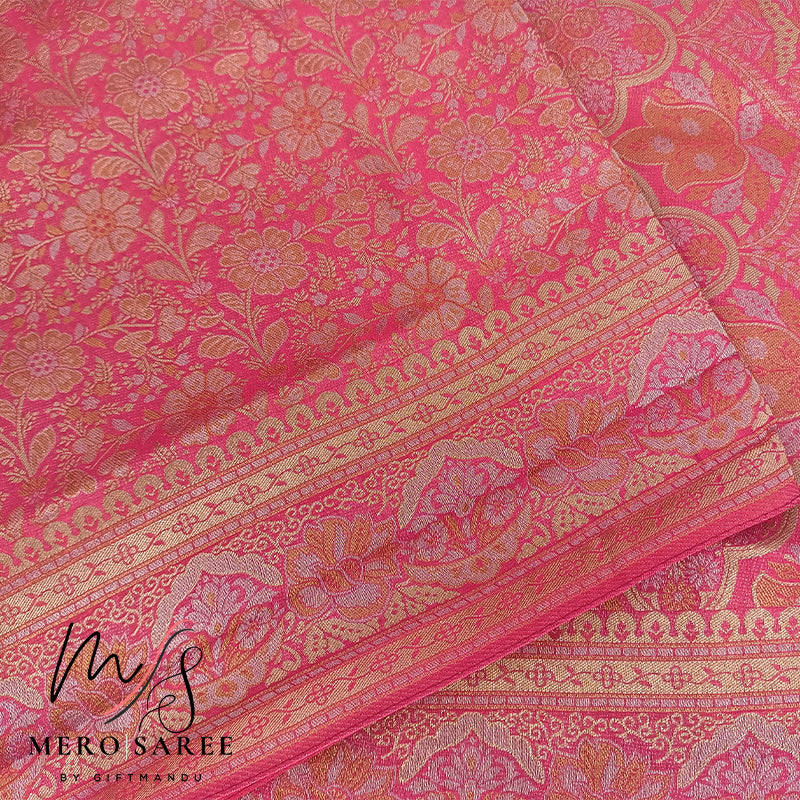 Regal Rani Pink Kanjivaram Banarasi Silk Elegance