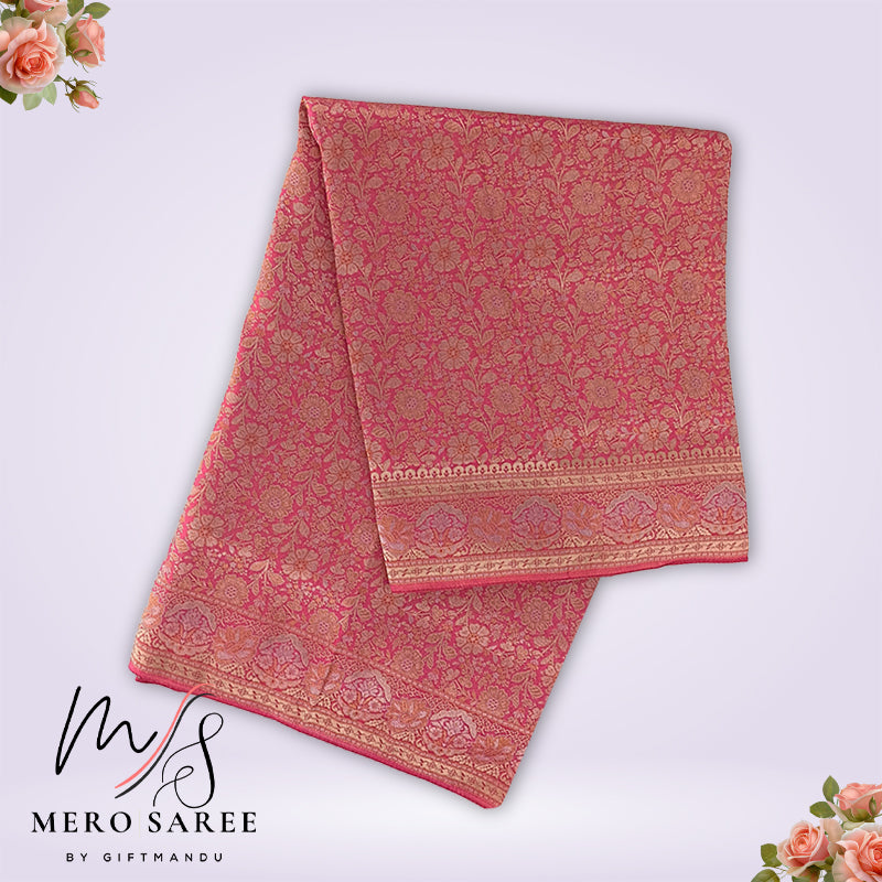 Regal Rani Pink Kanjivaram Banarasi Silk Elegance