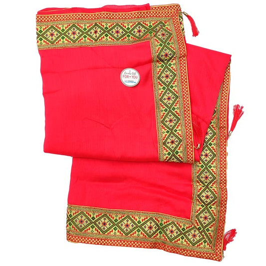 Beautiful Red Georgette Saree with Patch Border - Elegant Charm