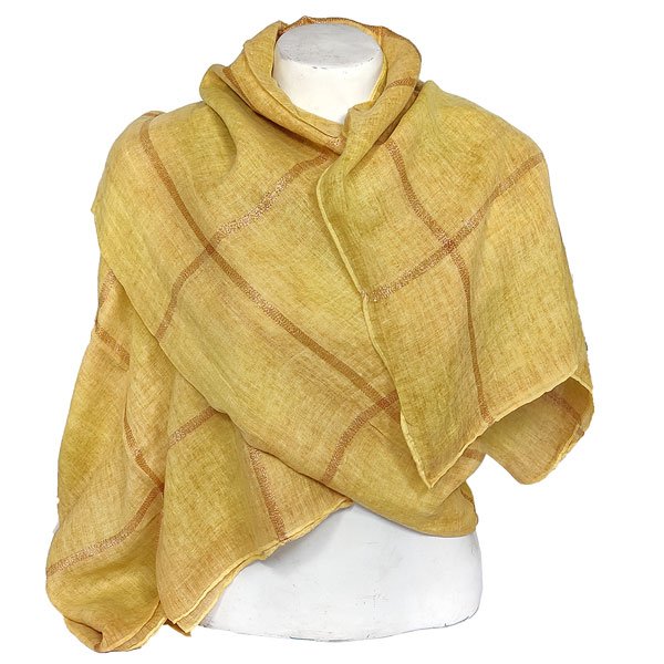 Mustard Yellow Cotton Glitter Shawl for Women