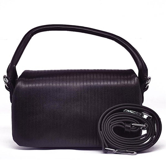 Chic Black Shoulder Bag with Trendy Details