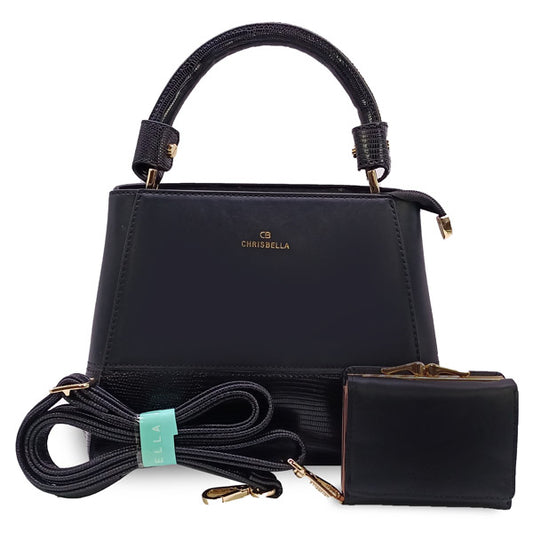 Black Chrisbella Ladies Bag Set with Mini Wallet